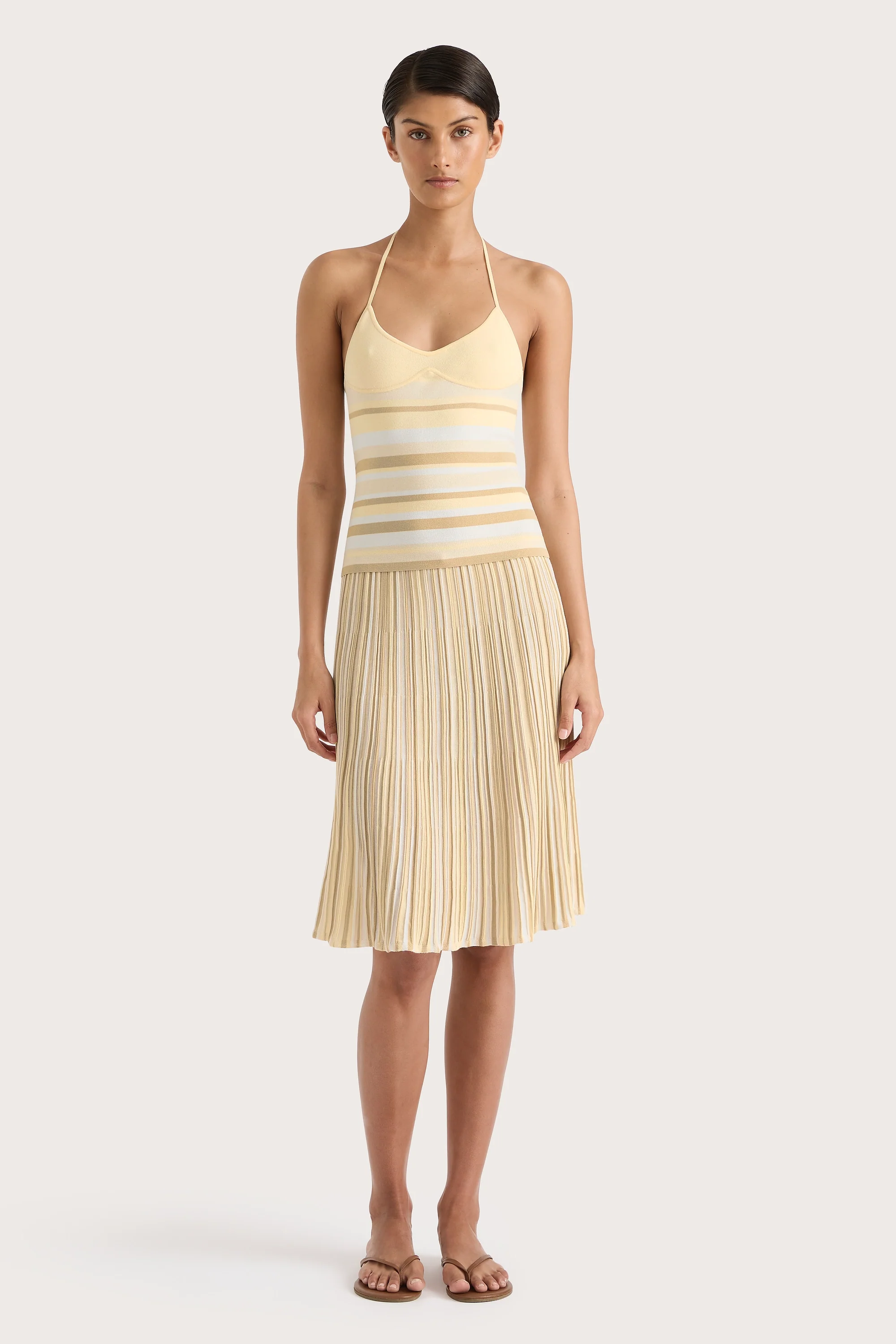 Citara Drawstring Skirt Butter Stripe