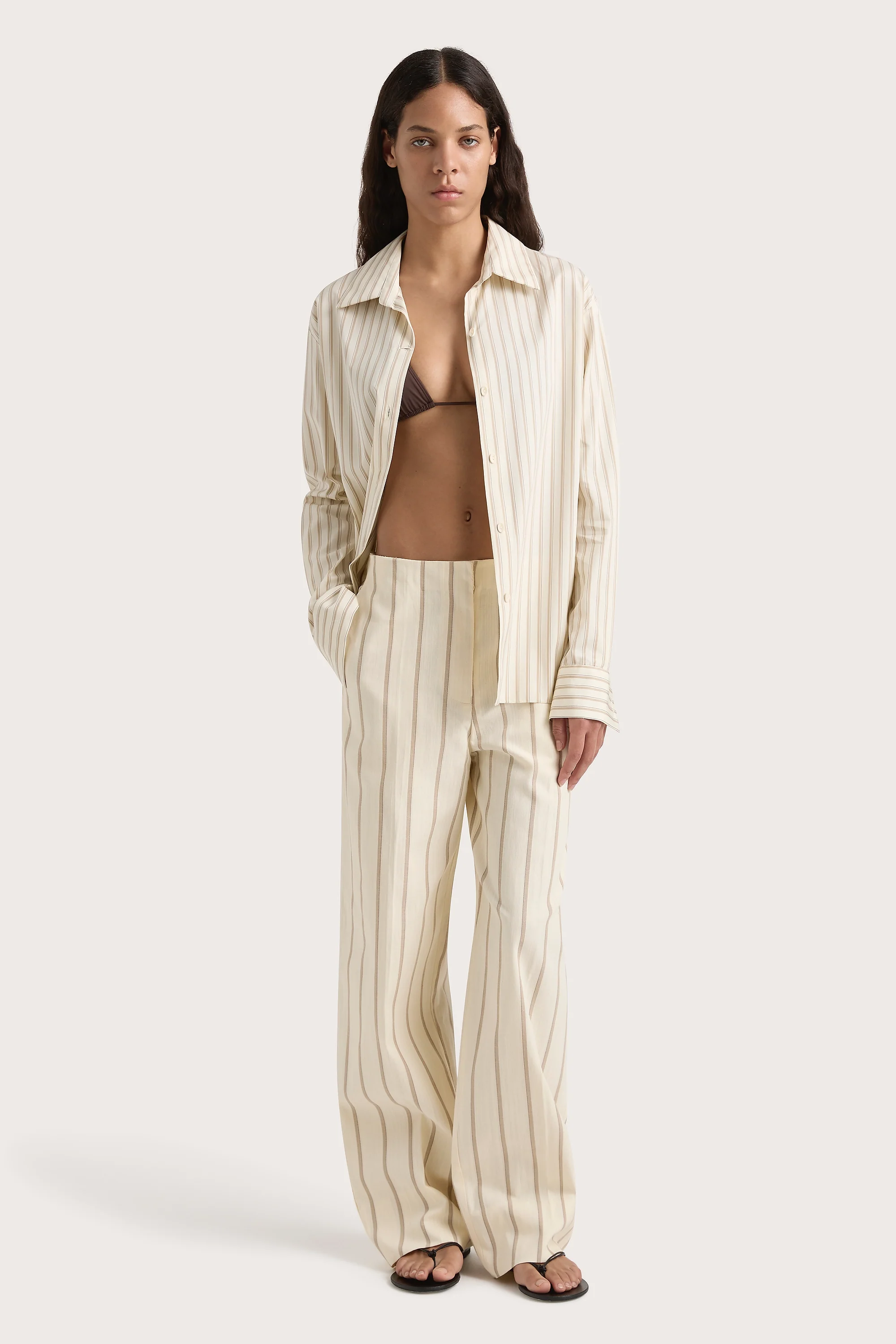 Maeve Stripe Trouser Shadow Stripe Butter - Final Sale