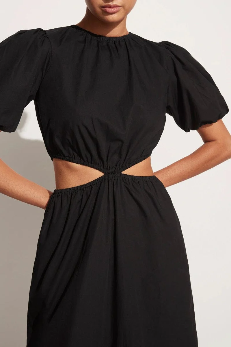 Alessandria Midi Dress Plain Black - Final Sale