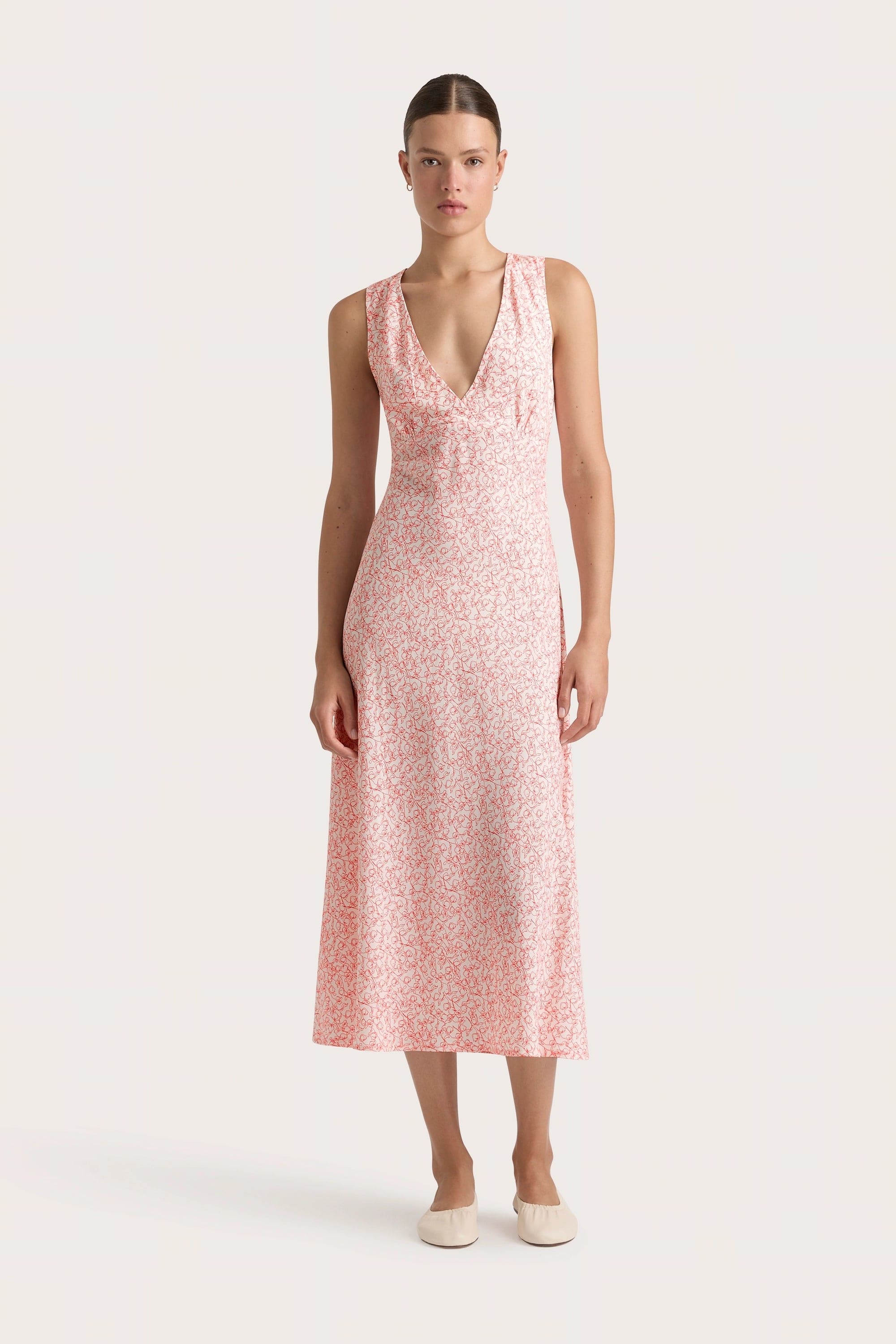 Jardin Midi Dress Calla Vermillion - Final Sale