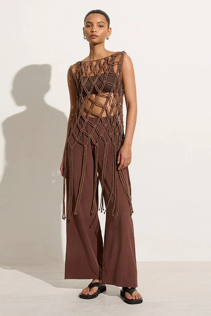 AmÃ¡lia Macrame Tunic Mocha - Final Sale