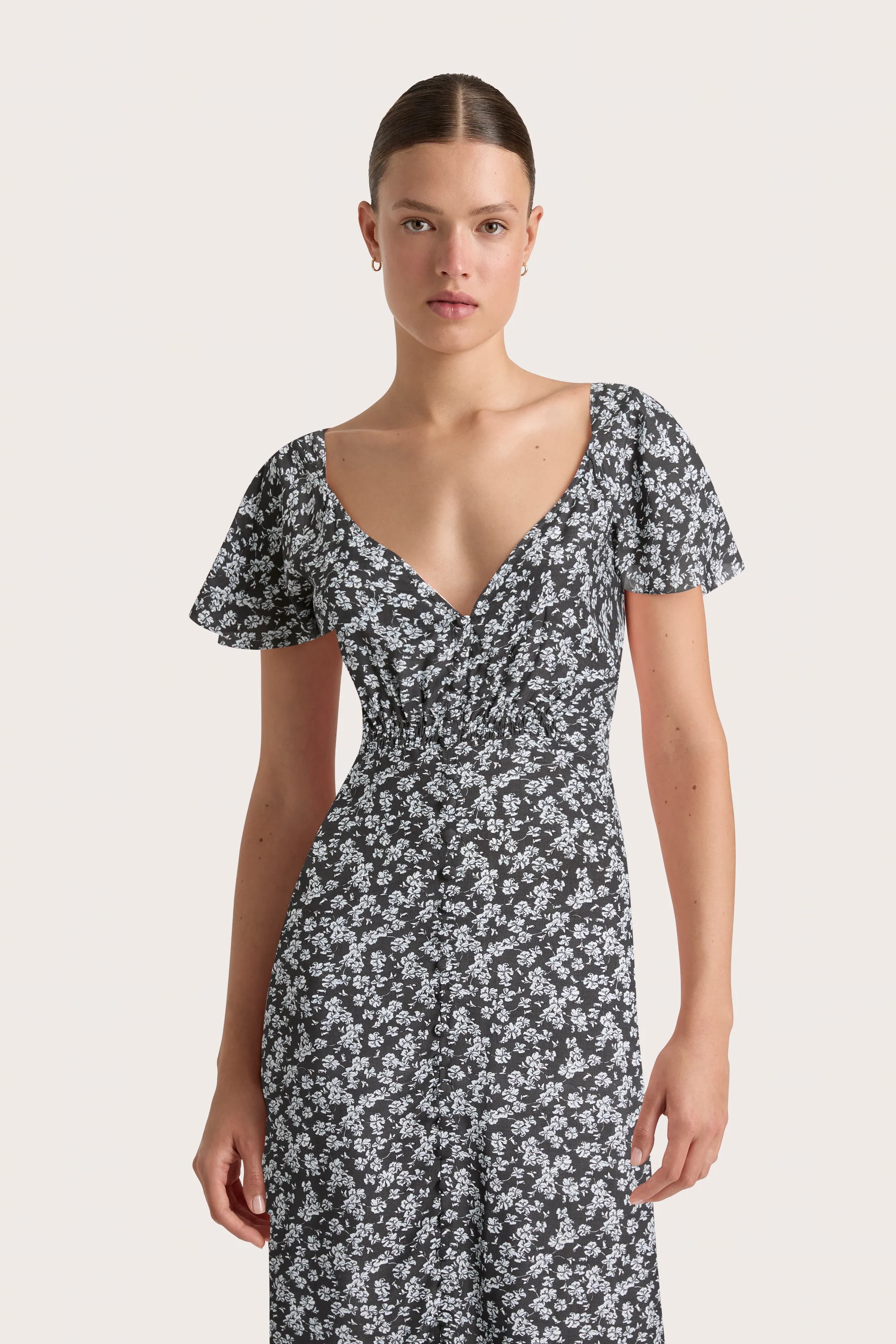 Aurelie Midi Dress Leilani Charred Navy - Final Sale