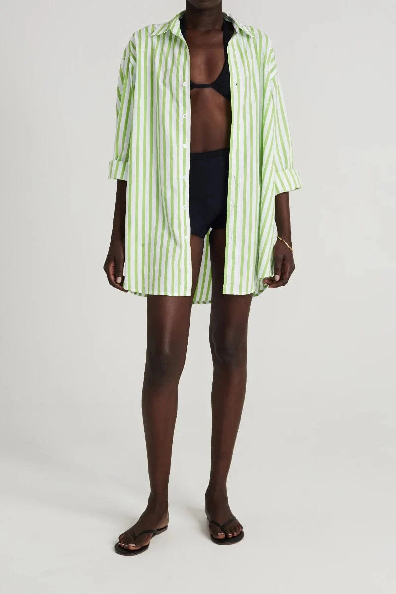 Vega Shirt Dress Martie Stripe Print Green - Final Sale