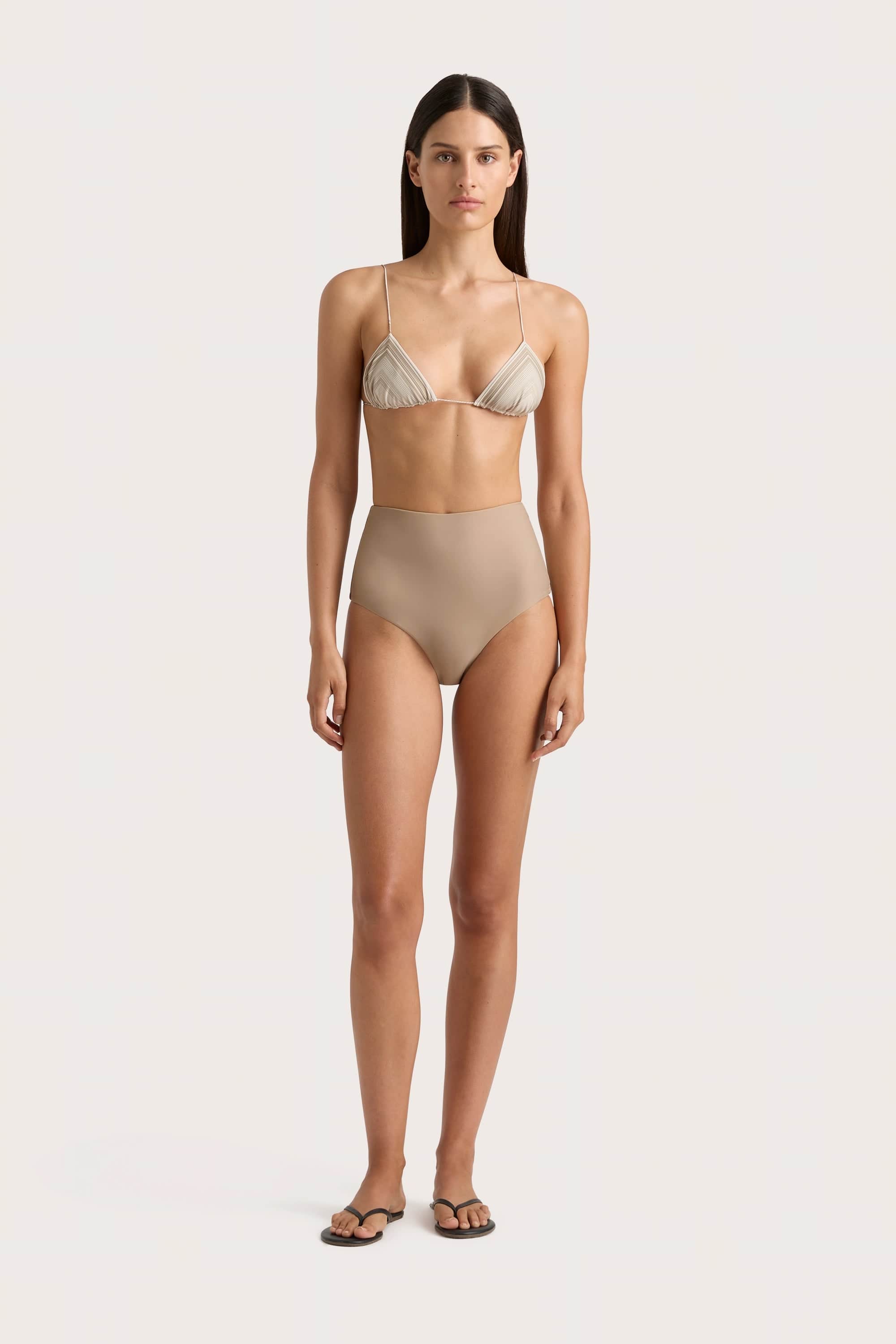 Elea Bikini Top Futura Stripe Taupe - Final Sale