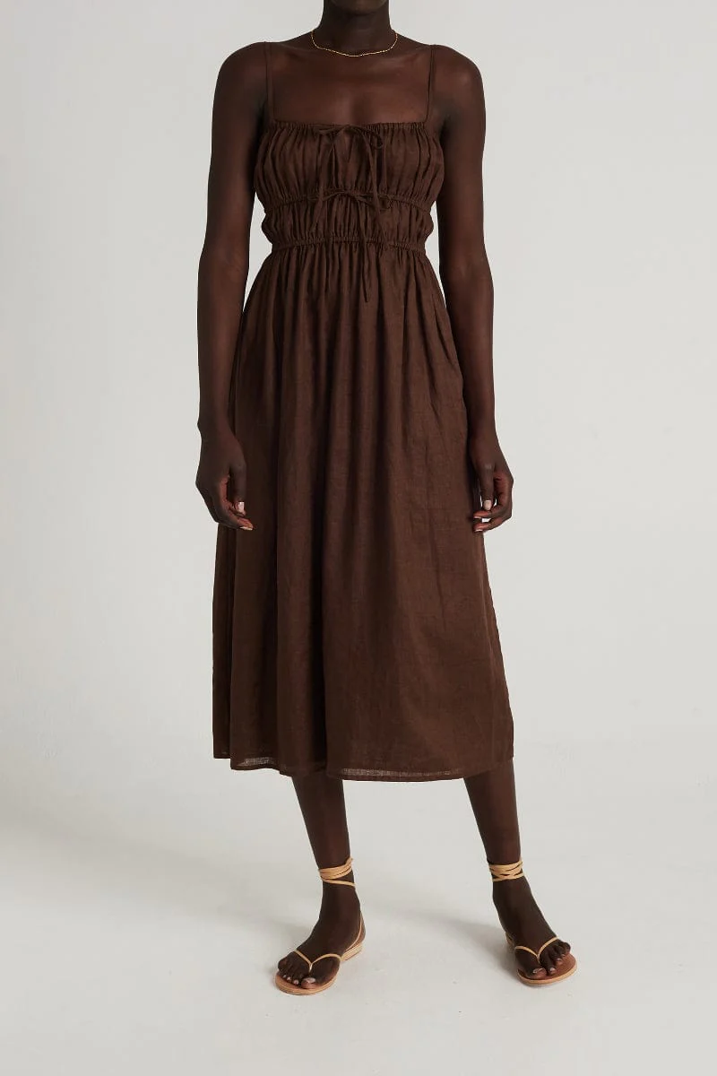 Francesca Midi Dress Plain Chocolate - Final Sale