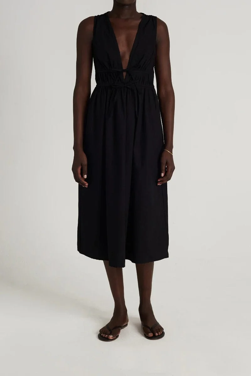 Andressa Midi Dress Plain Black - Final Sale