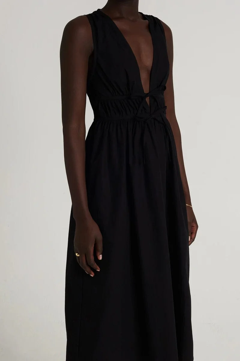 Andressa Midi Dress Plain Black - Final Sale