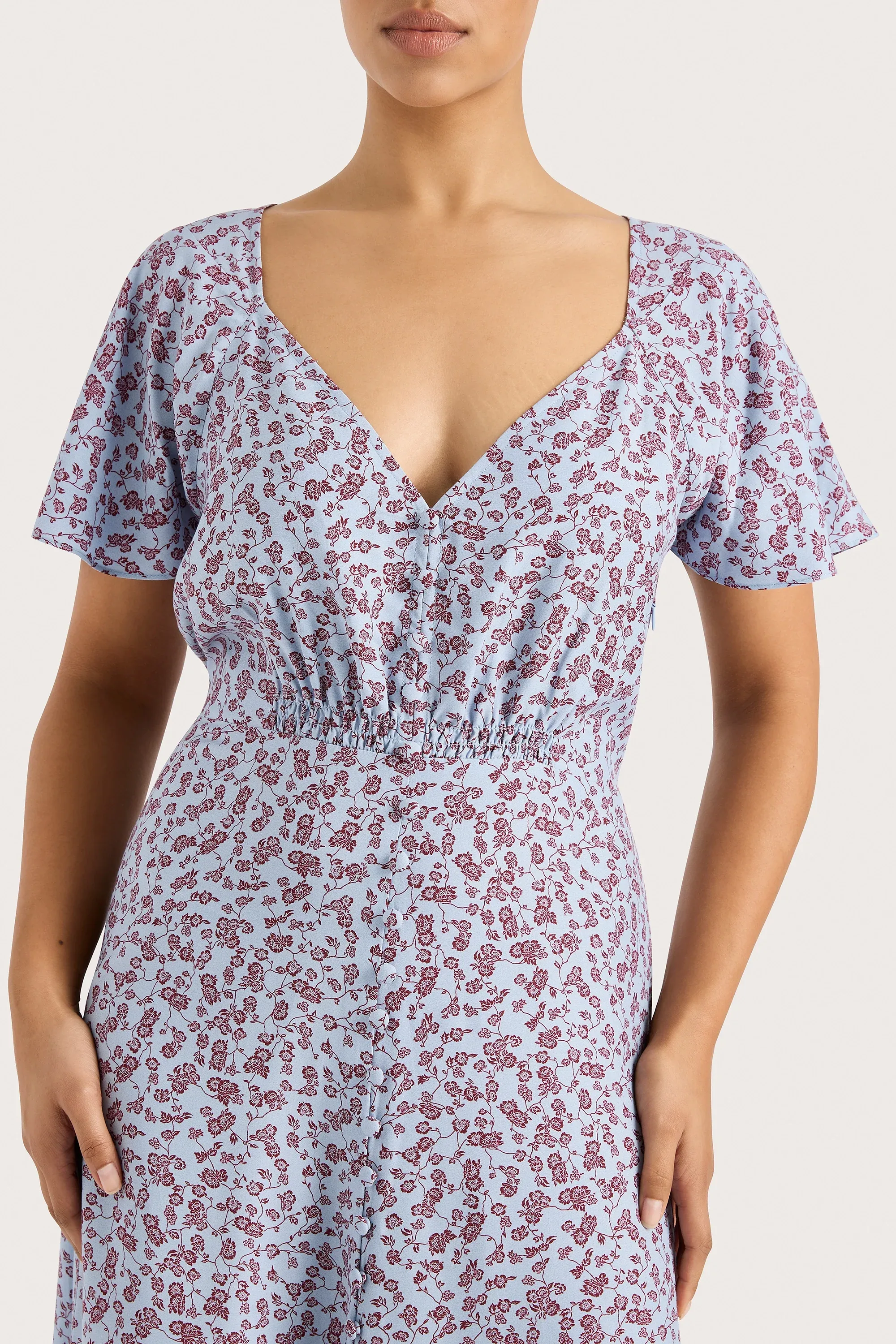 Aurelia Midi Dress Amaryllis Floral Blue - Final Sale