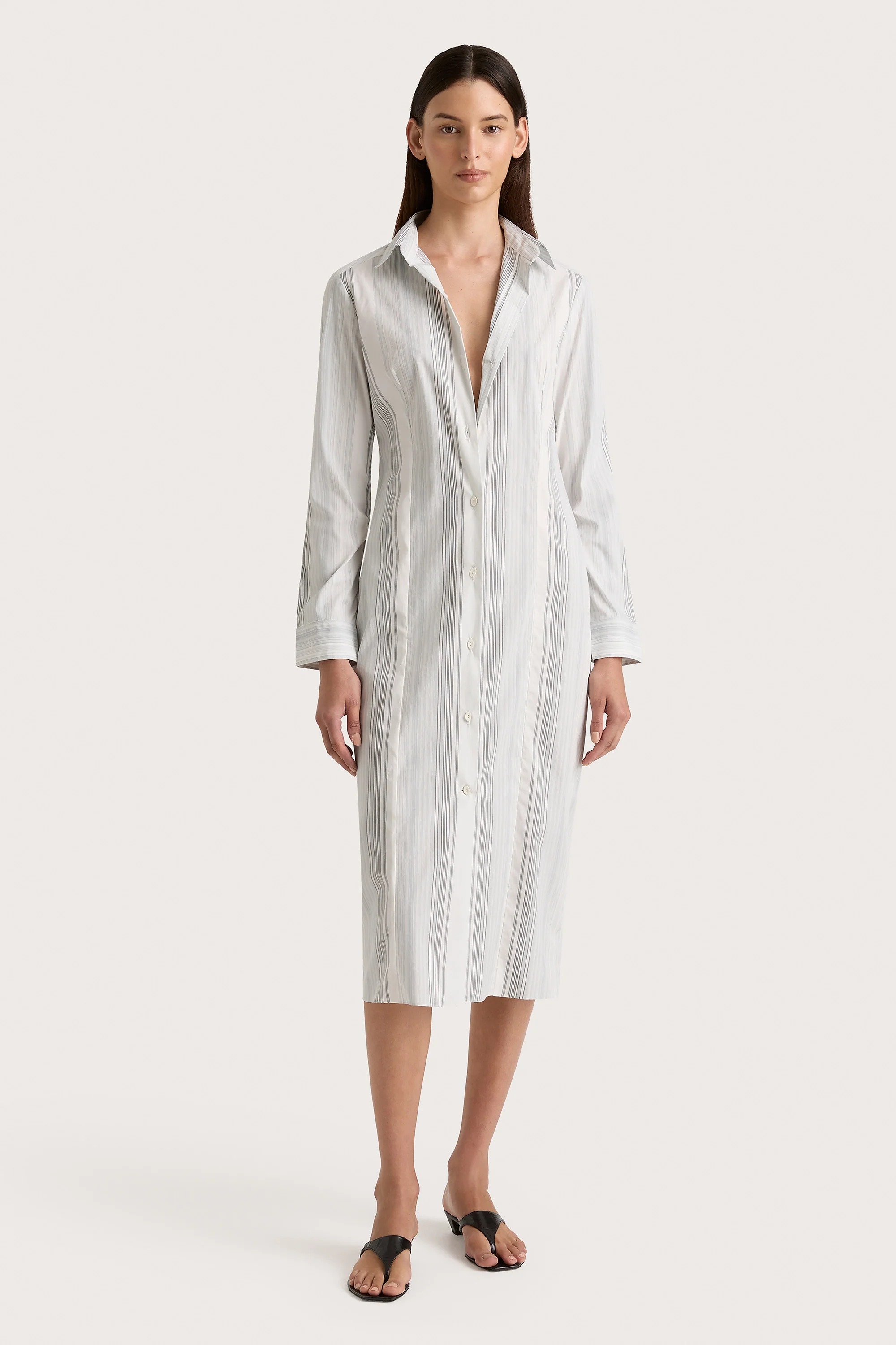 En Vau Shirt Dress Striped Soft Blue - Final Sale