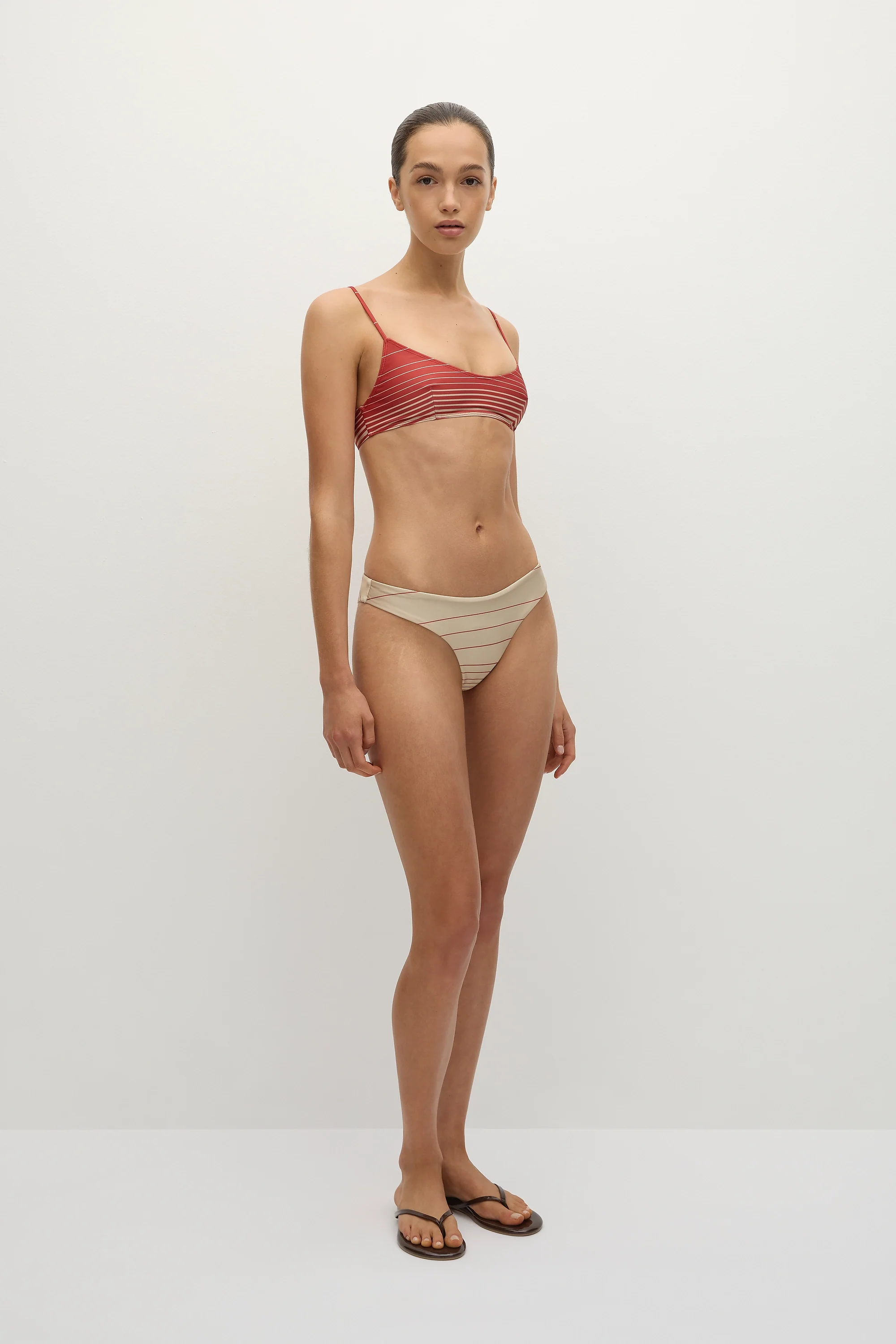 Bebe Bikini Bottom Accordion Stripe Amber Fawn