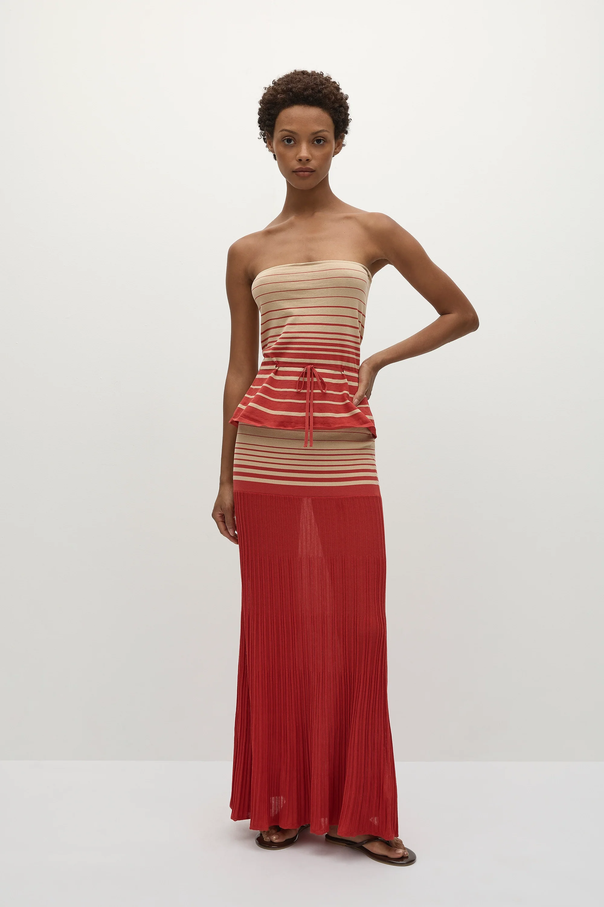 Citara Skirt Accordion Stripe Amber Fawn