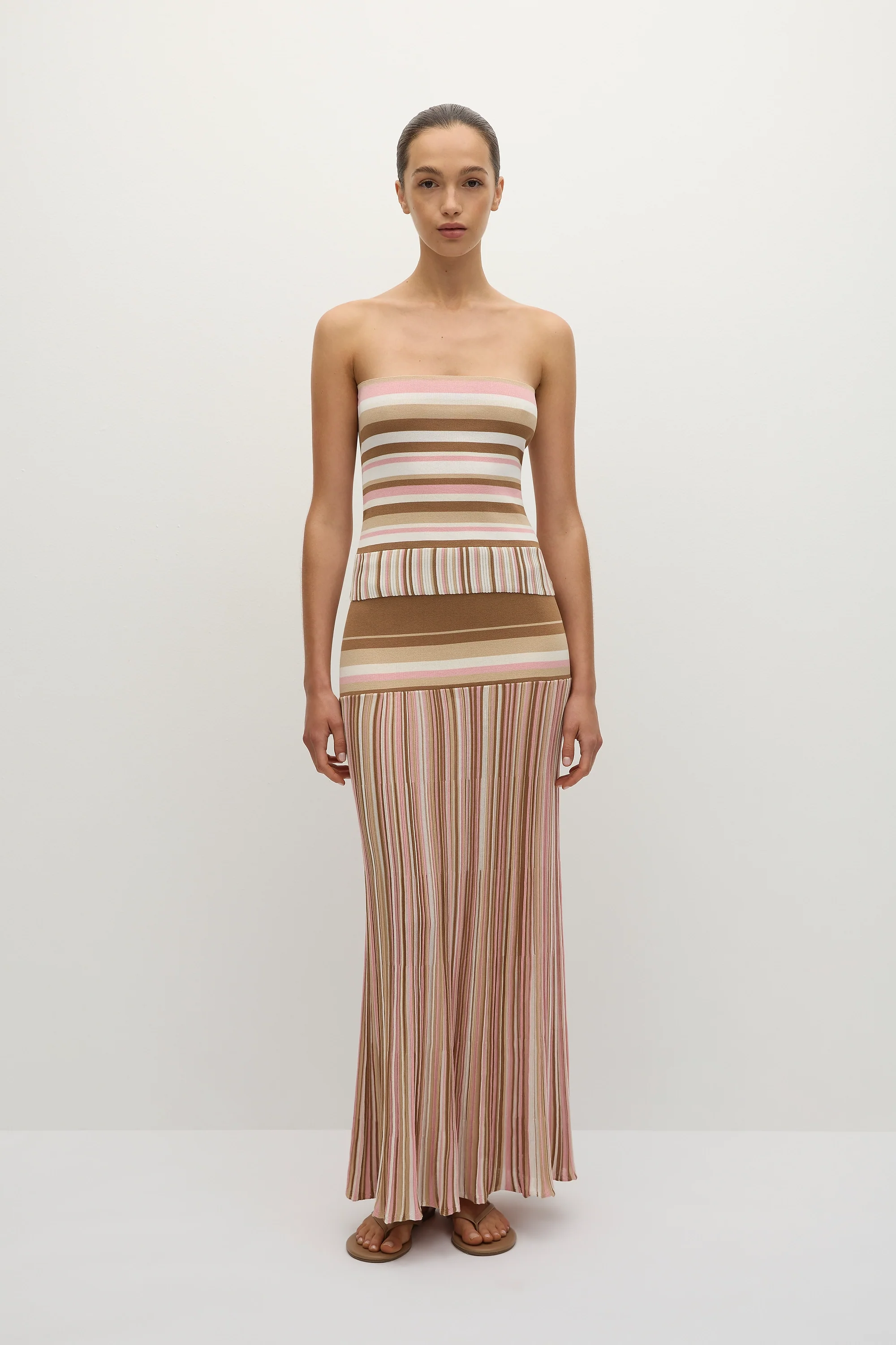 Citara Skirt Puce Sepia Stripe