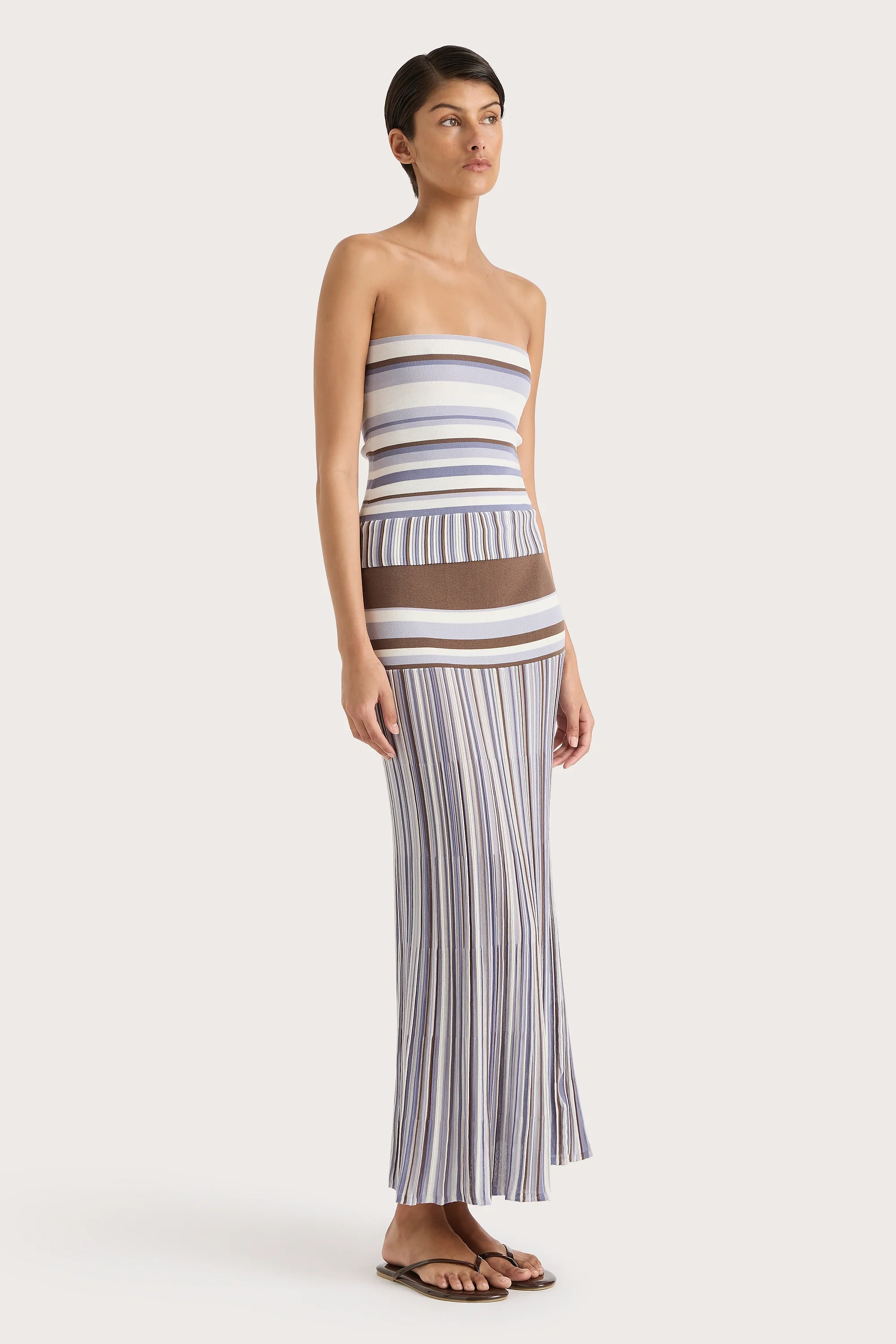Citara Strapless Top Pale Blue Stripe
