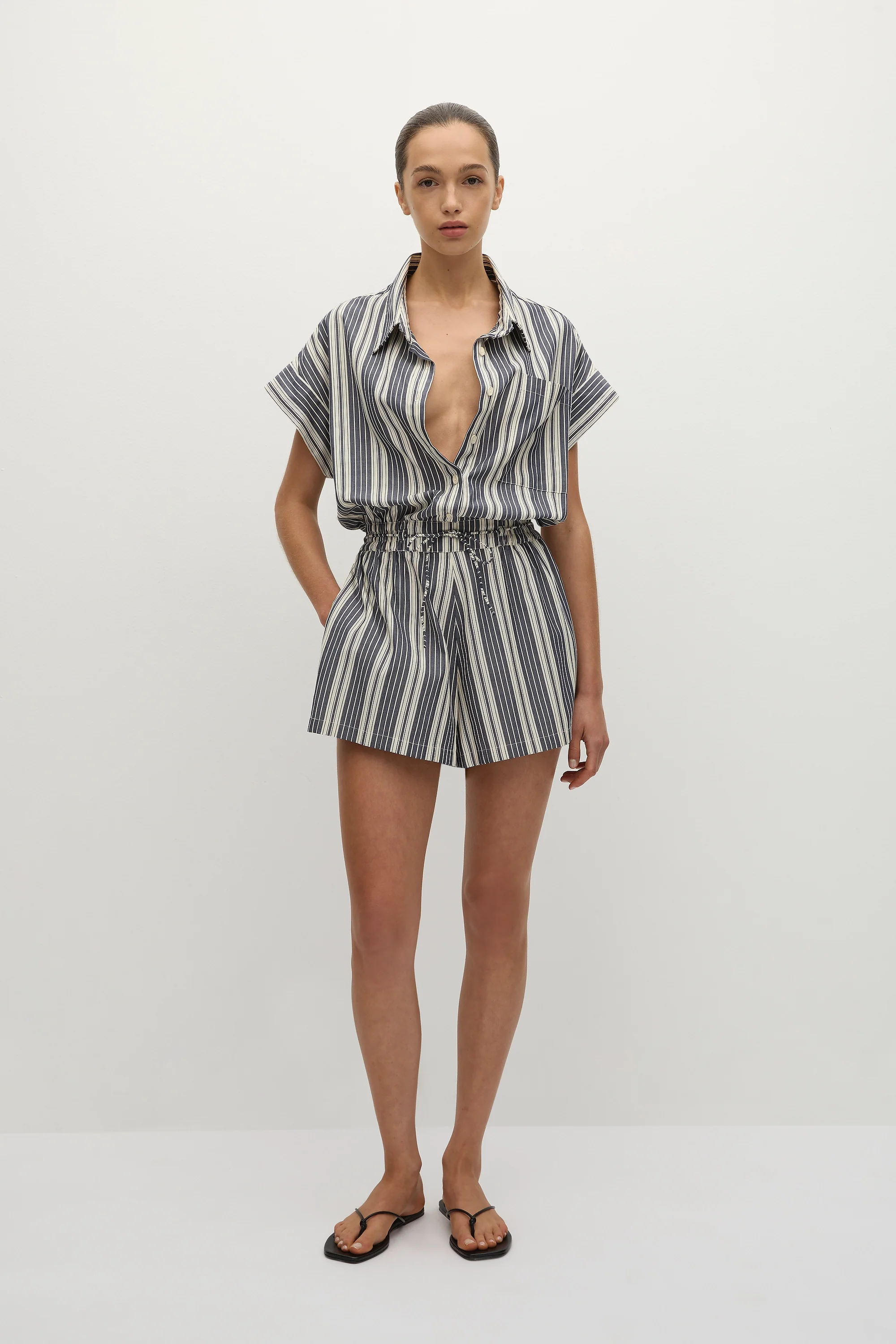Cyrene Playsuit Antique Navy Stripe