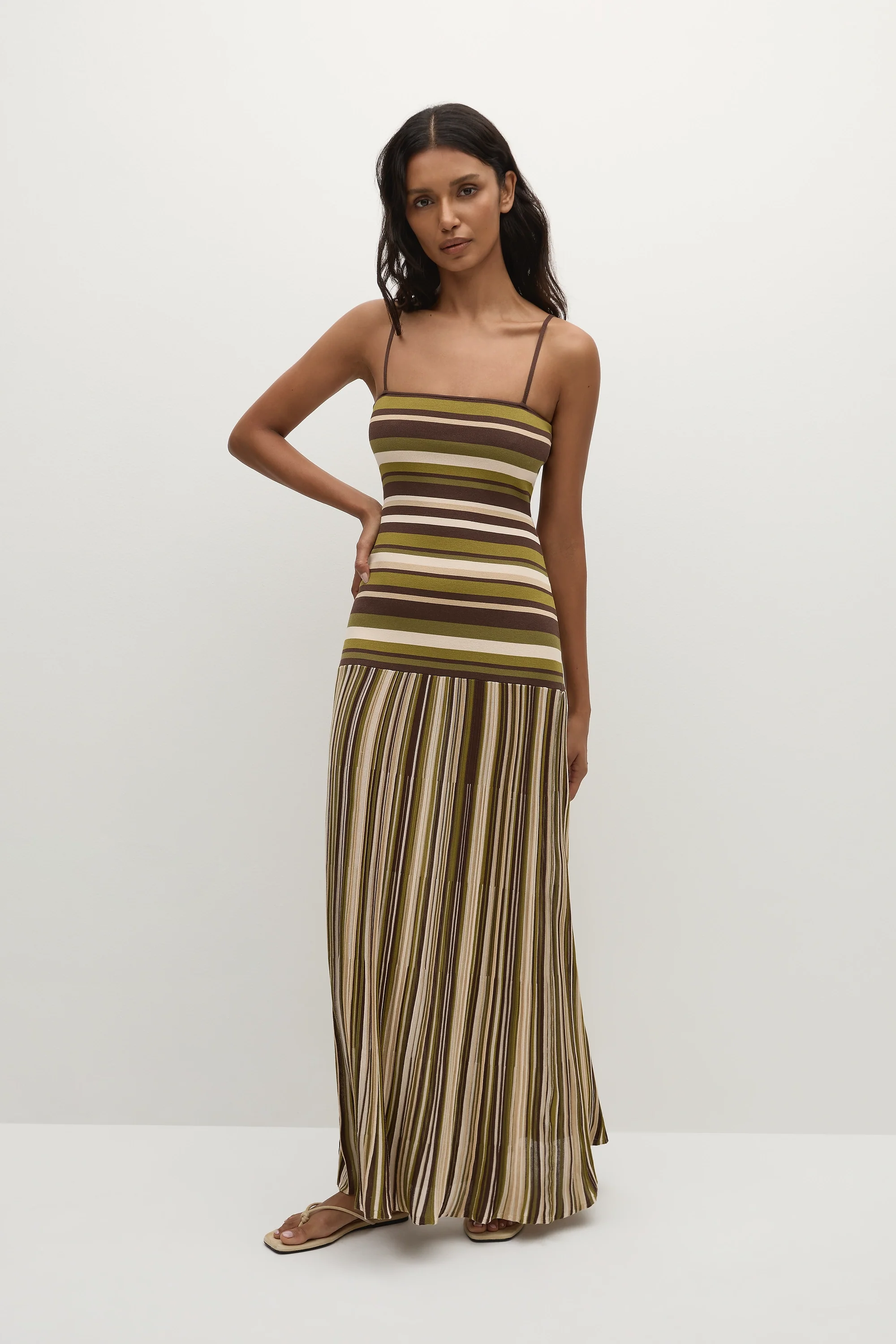 Essenia Knit Dress Espresso Pine Stripe