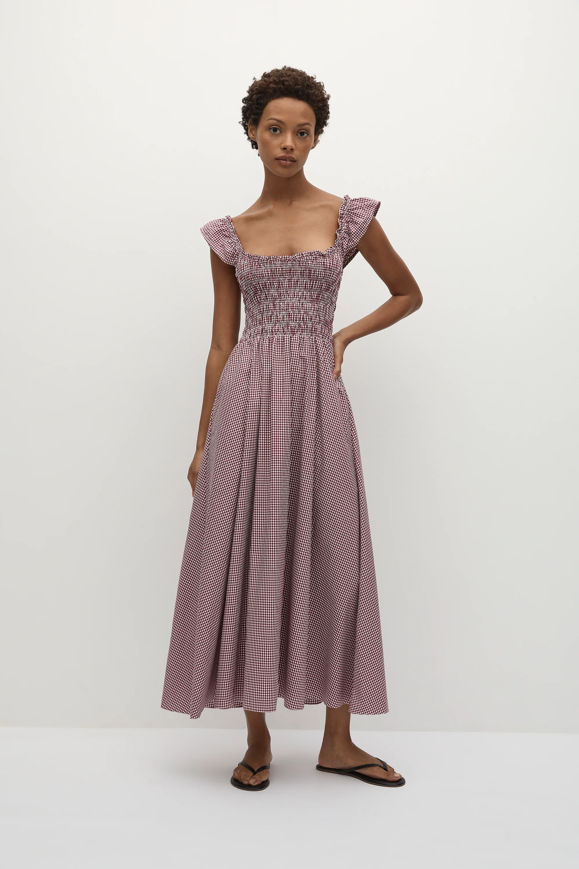 Eudora Midi Dress Gingham Deep Red