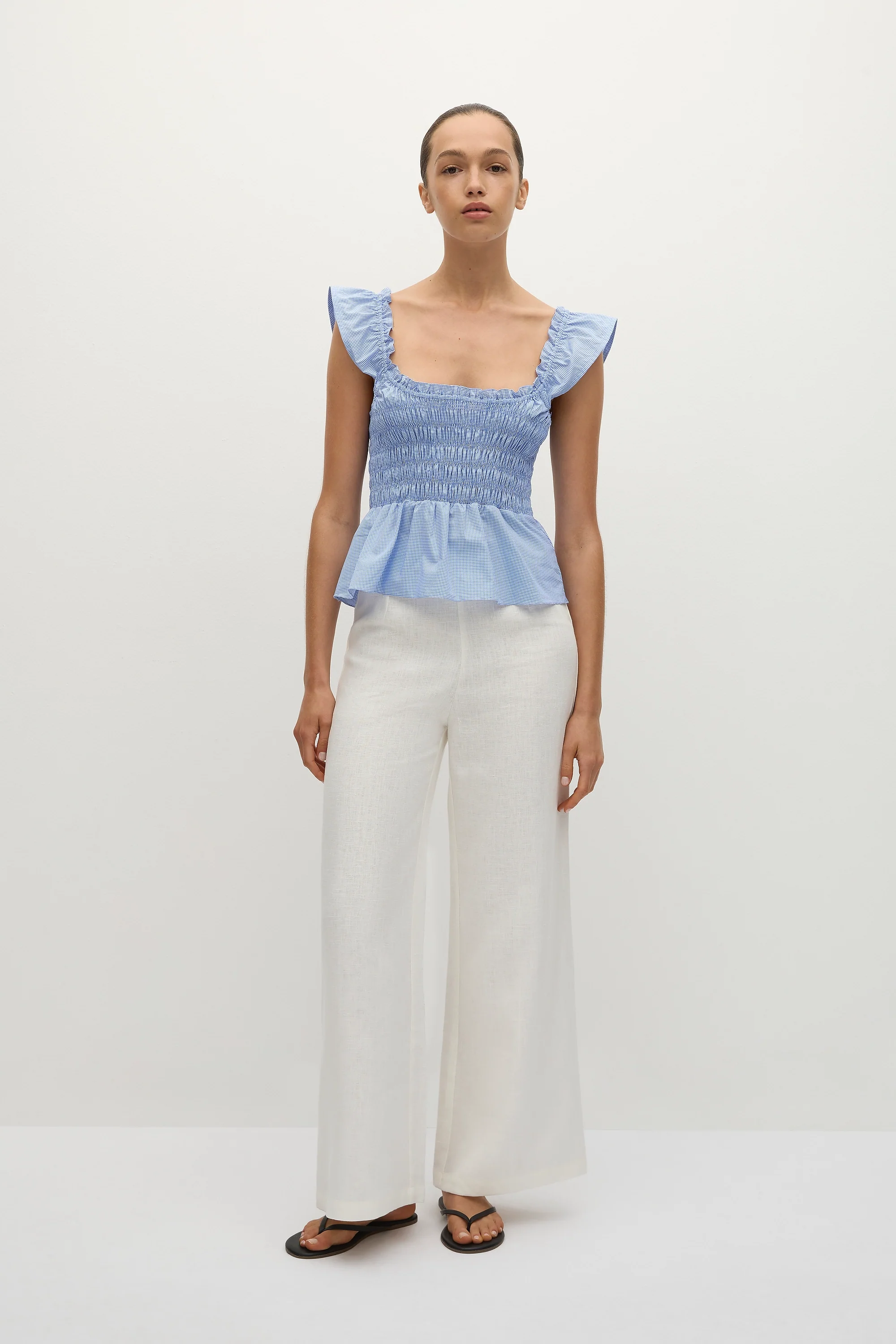 Eudora Top Micro Gingham Soft Blue