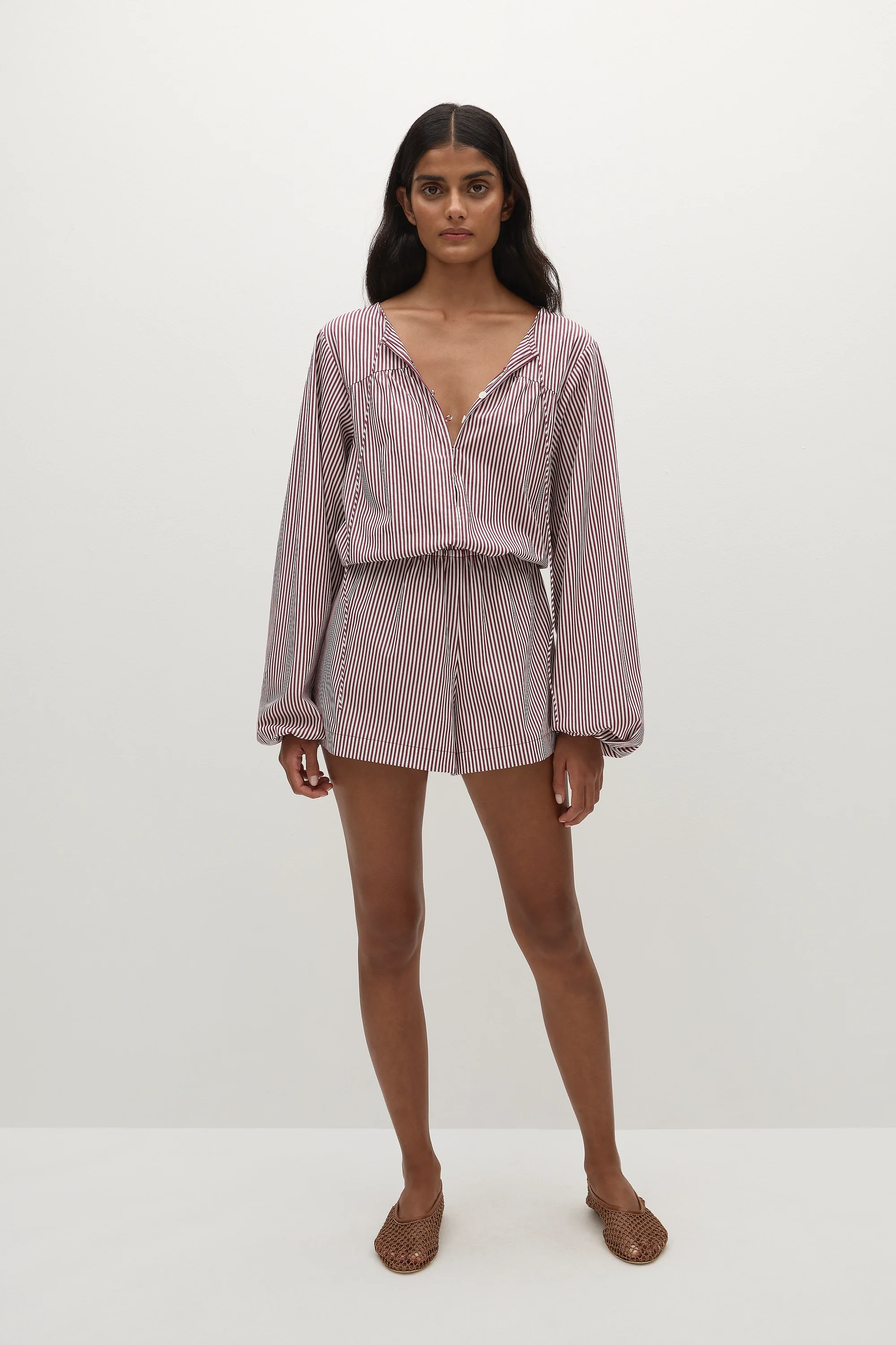 Frida Playsuit Maia Stripe Burgundy