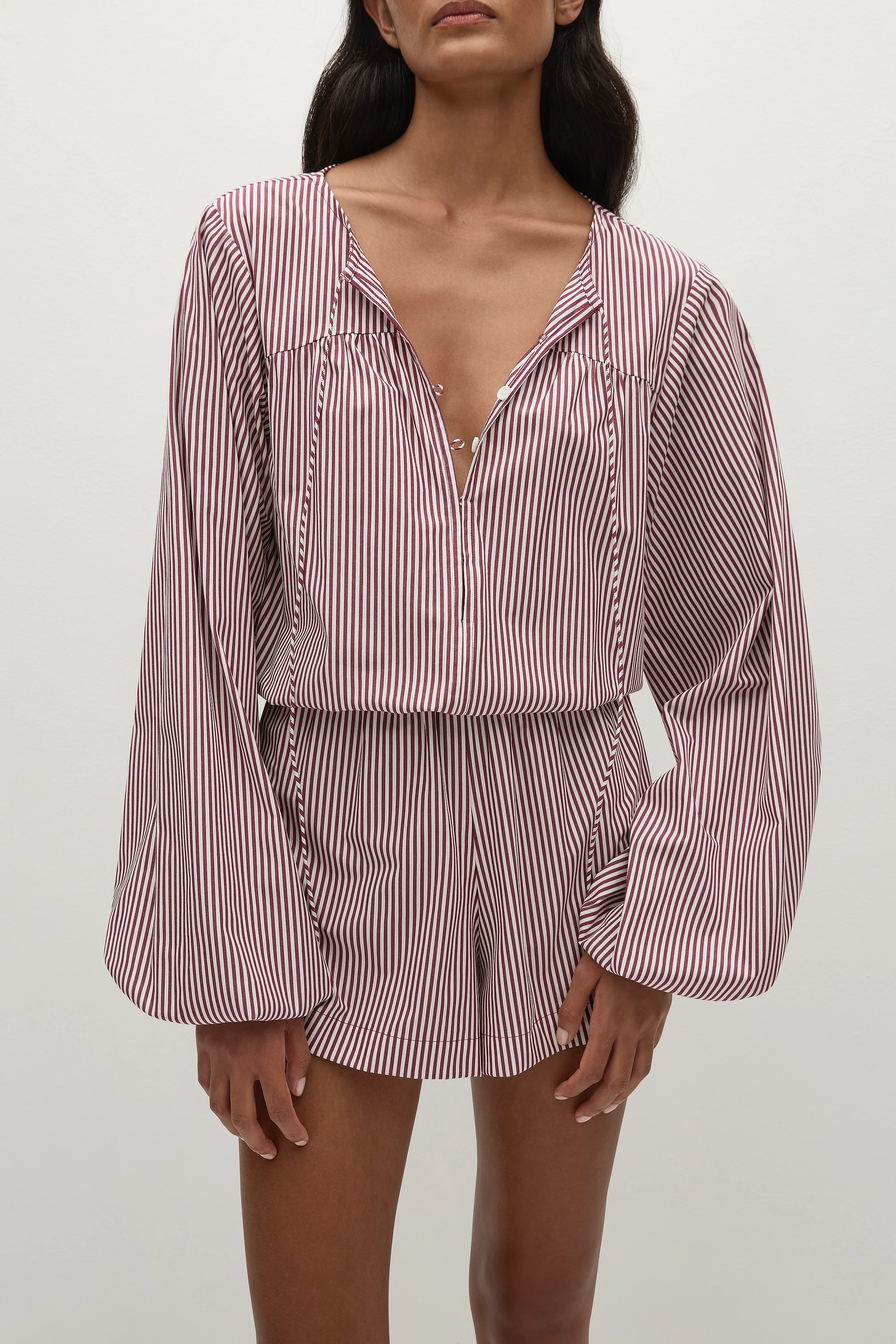 Frida Playsuit Maia Stripe Burgundy