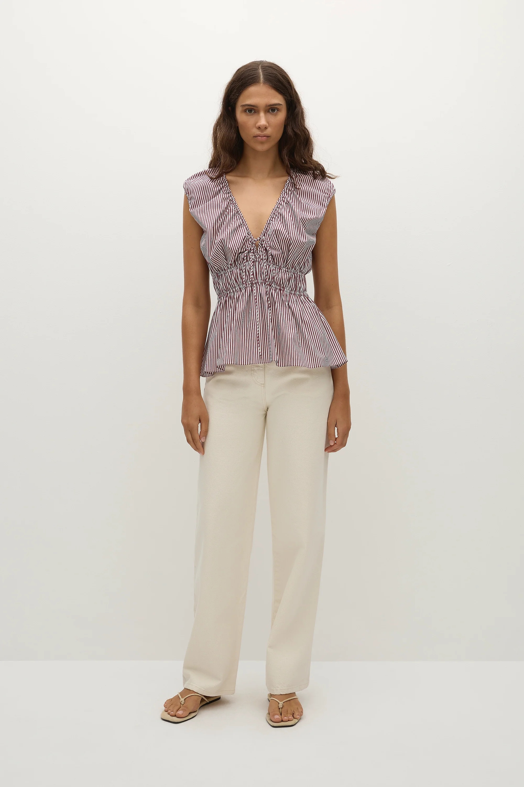 Hedda Top Maia Stripe Burgundy