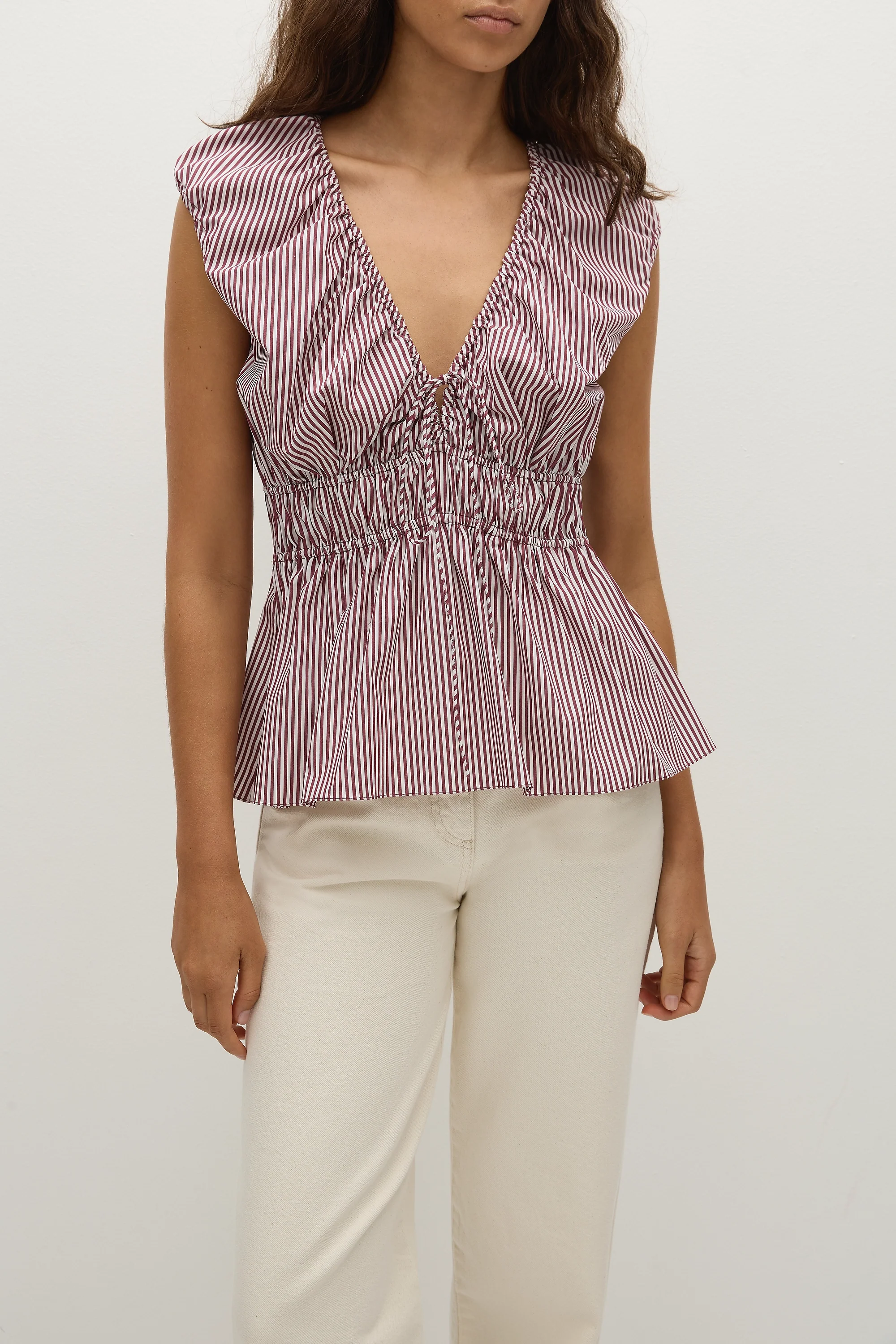 Hedda Top Maia Stripe Burgundy
