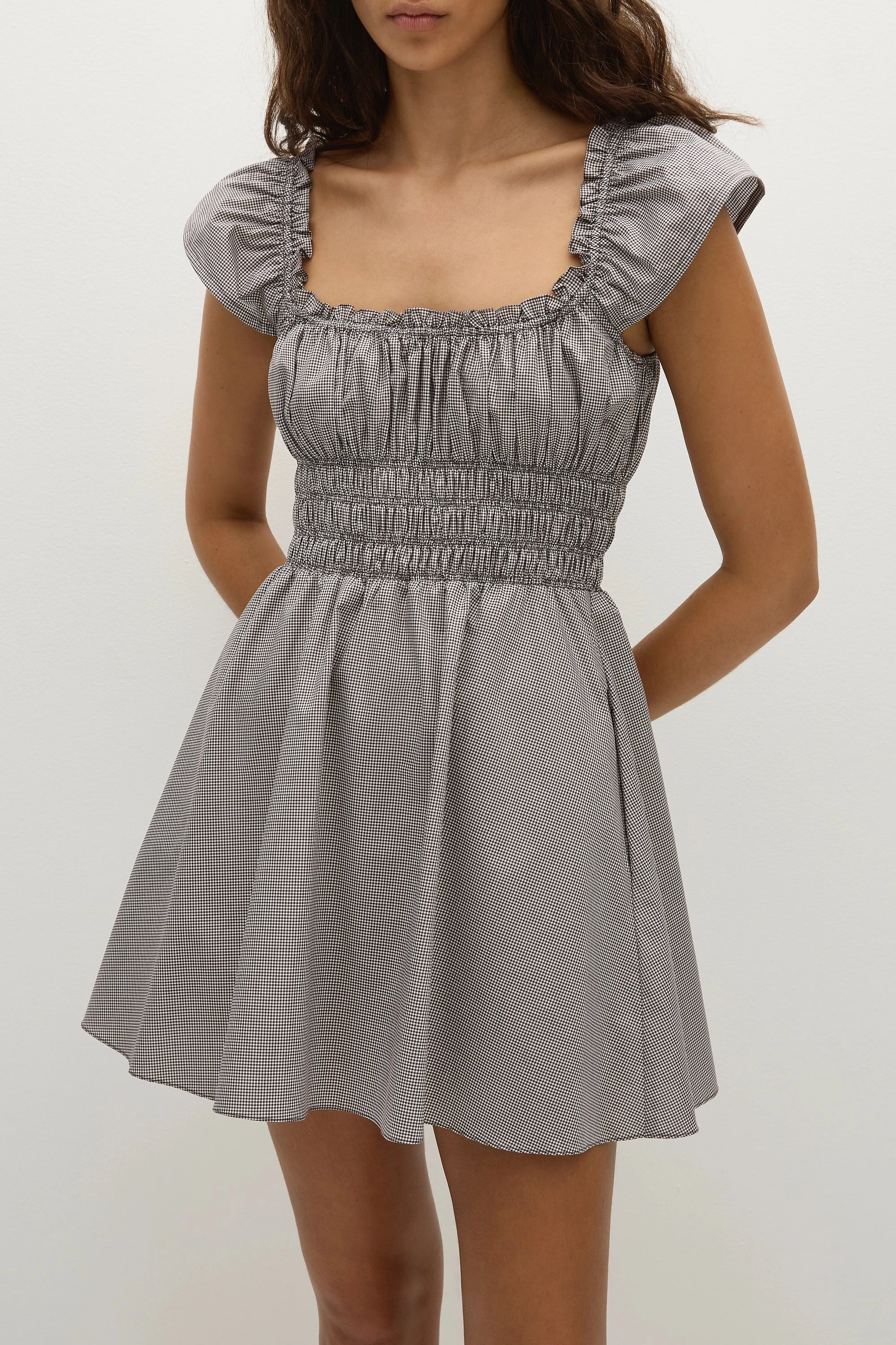 Janne Mini Dress Hanne Gingham Espresso