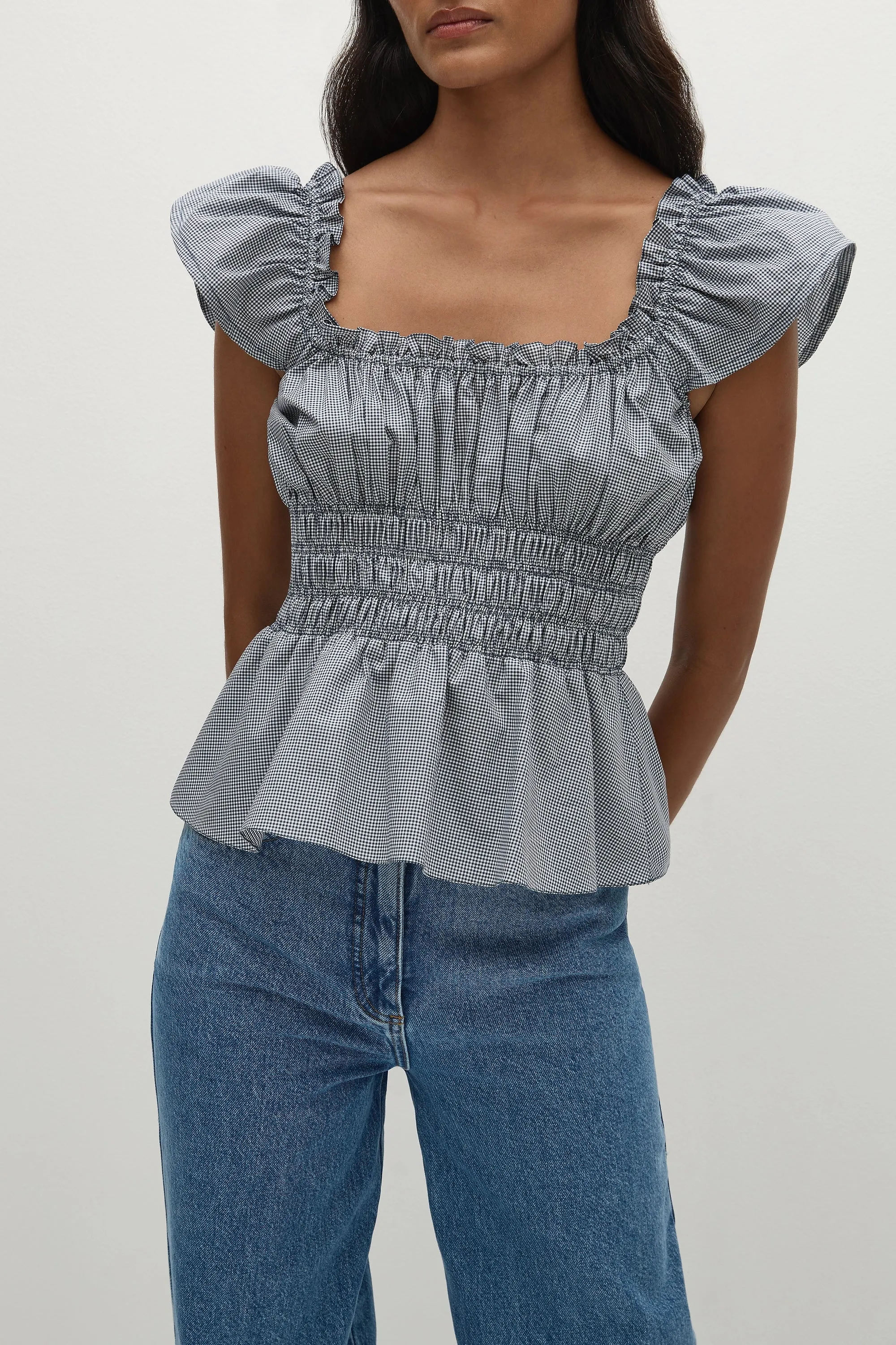 Janne Top Hanne Gingham Vintage Navy