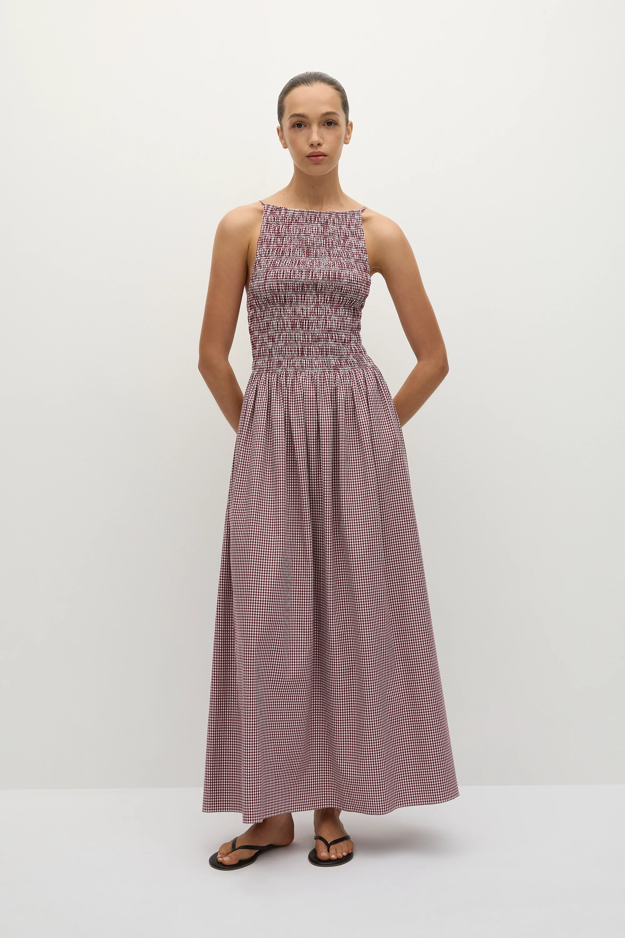 Laia Maxi Dress Gingham Deep Red