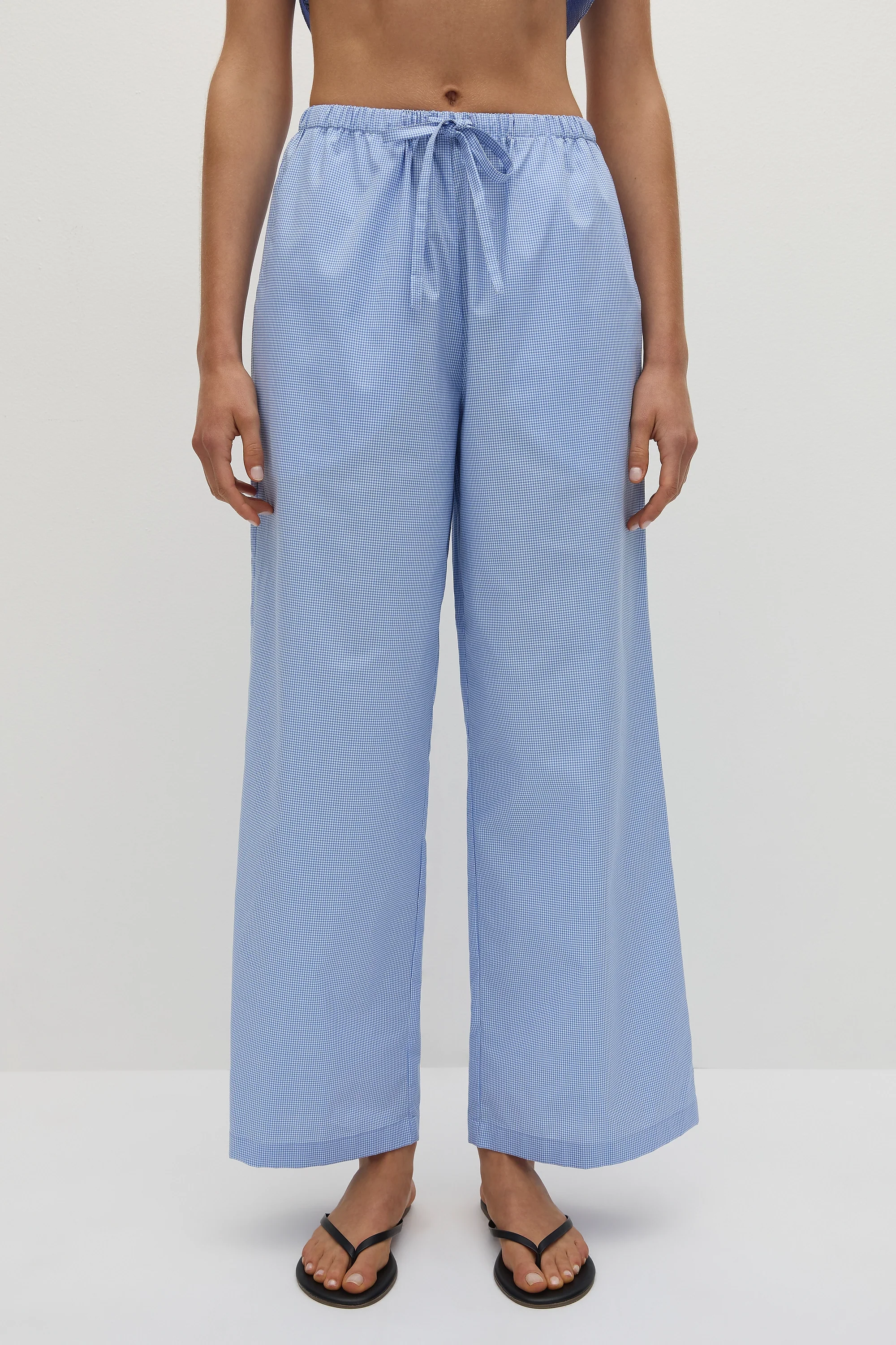 Martine Pant Micro Gingham Soft Blue