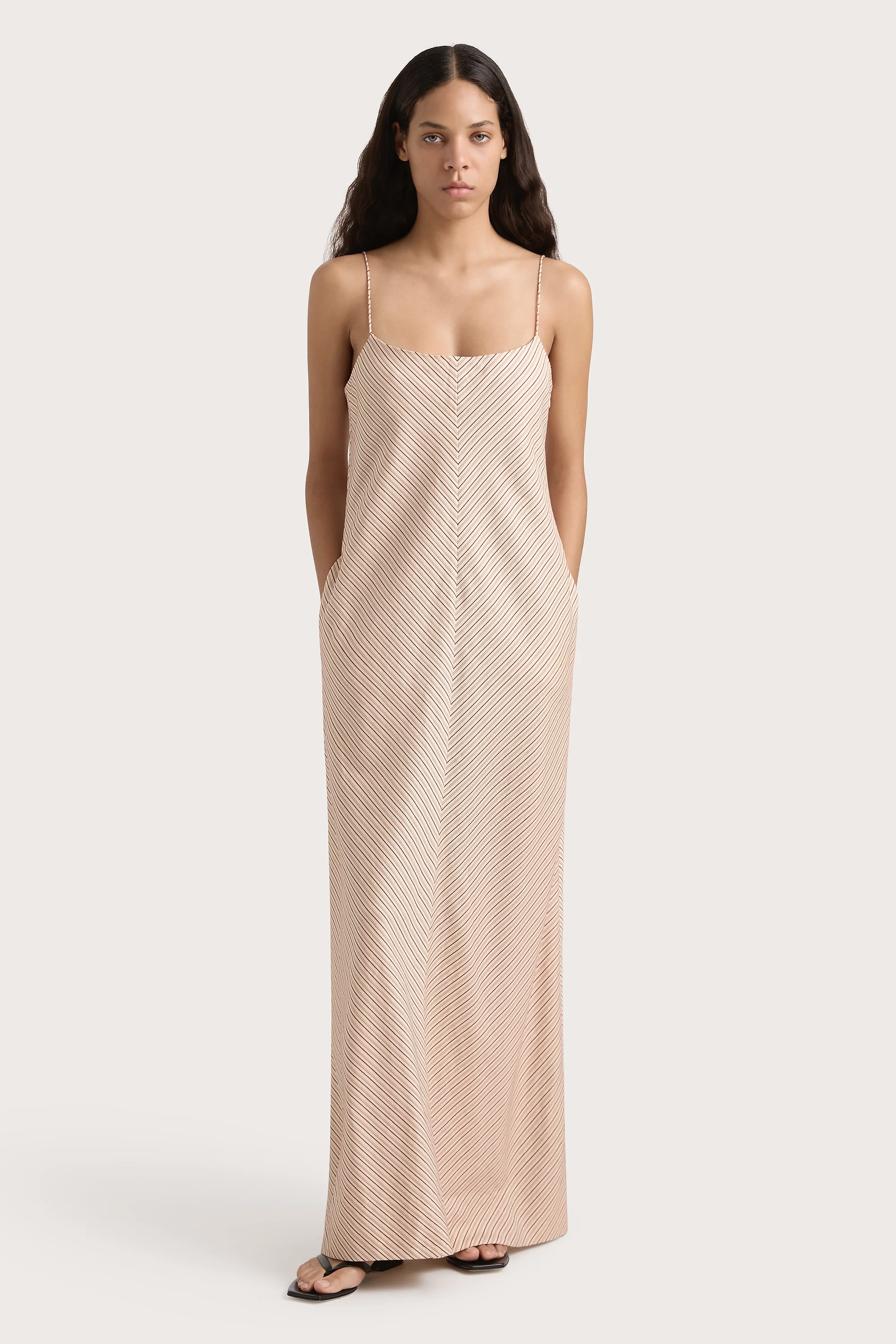 Elyna Maxi Dress Pinstripe Garnet Blush - Final Sale