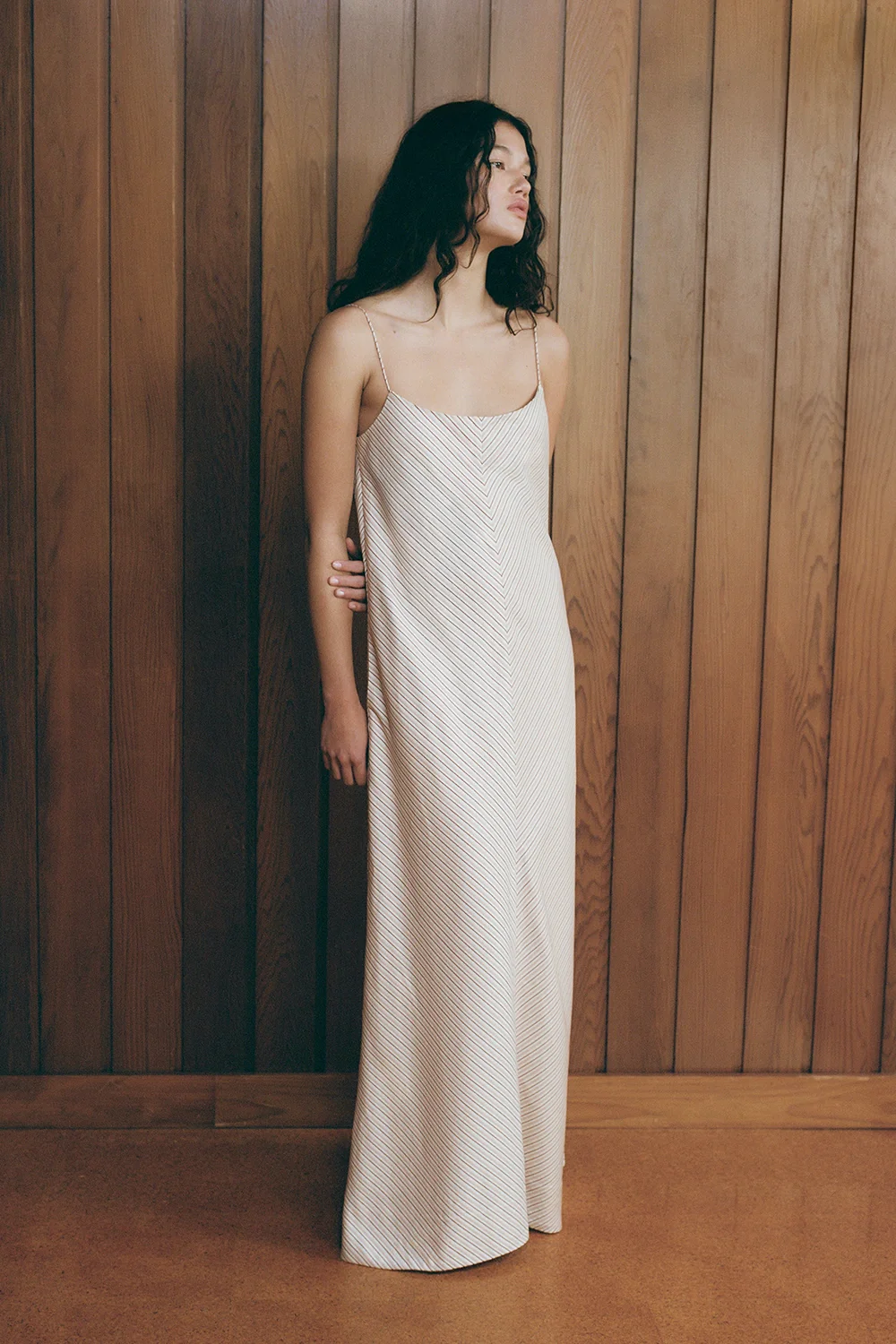 Elyna Maxi Dress Pinstripe Garnet Blush - Final Sale