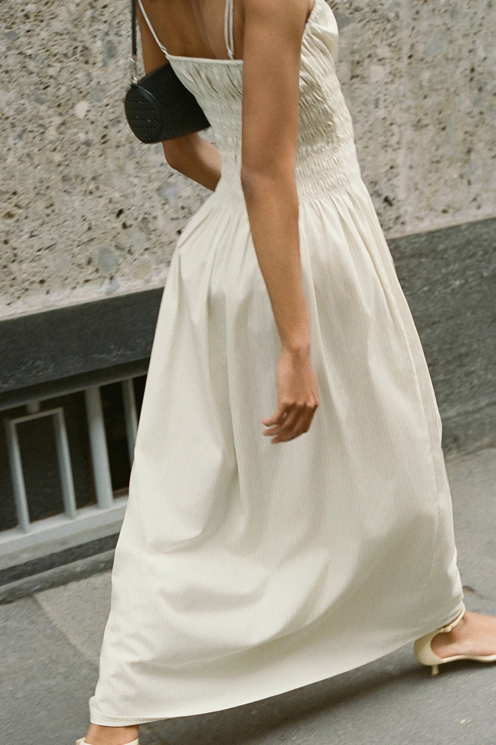 Aya String Maxi Dress Cream Pinstripe - Final Sale