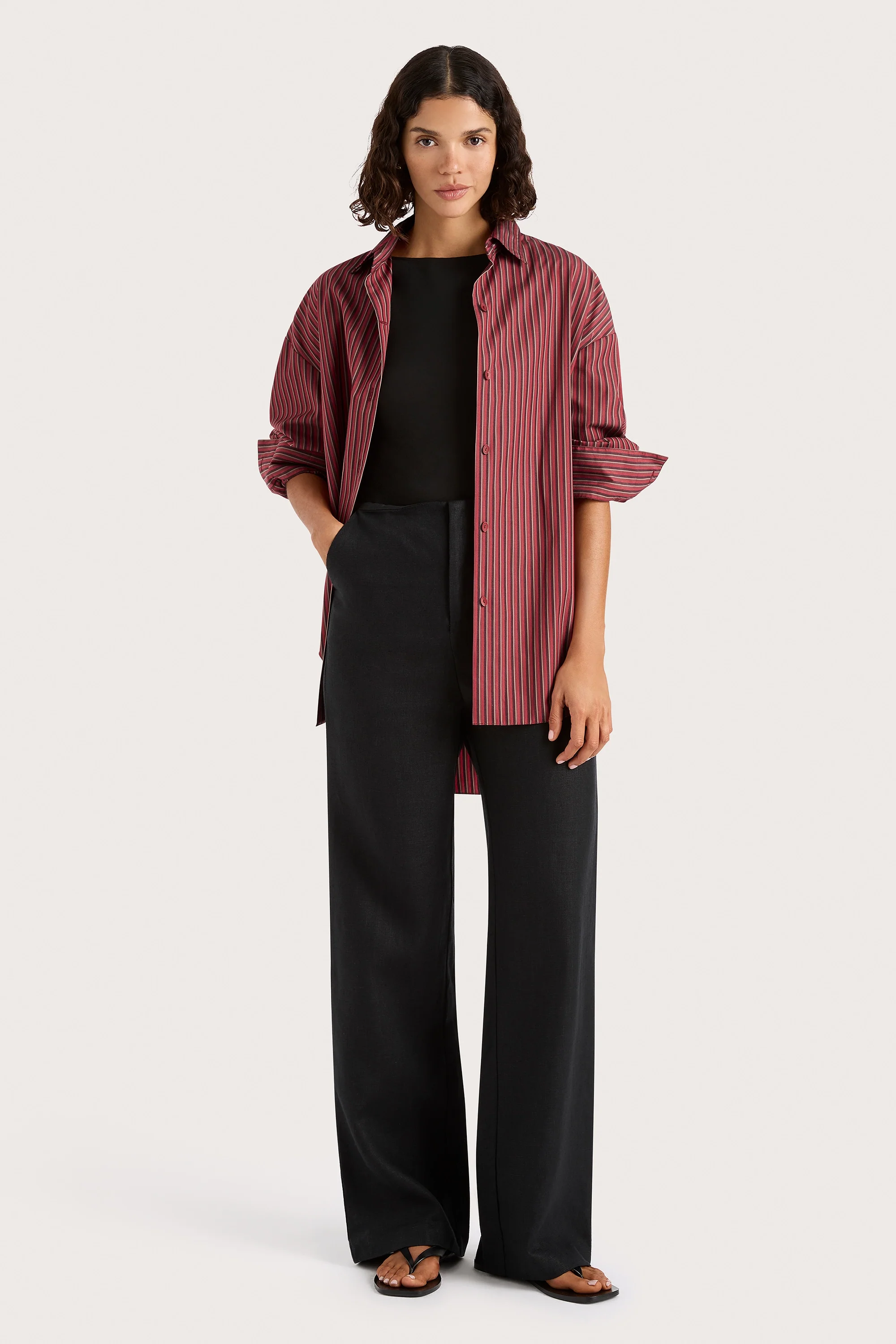 Freja Shirt Wine Stripe - Final Sale