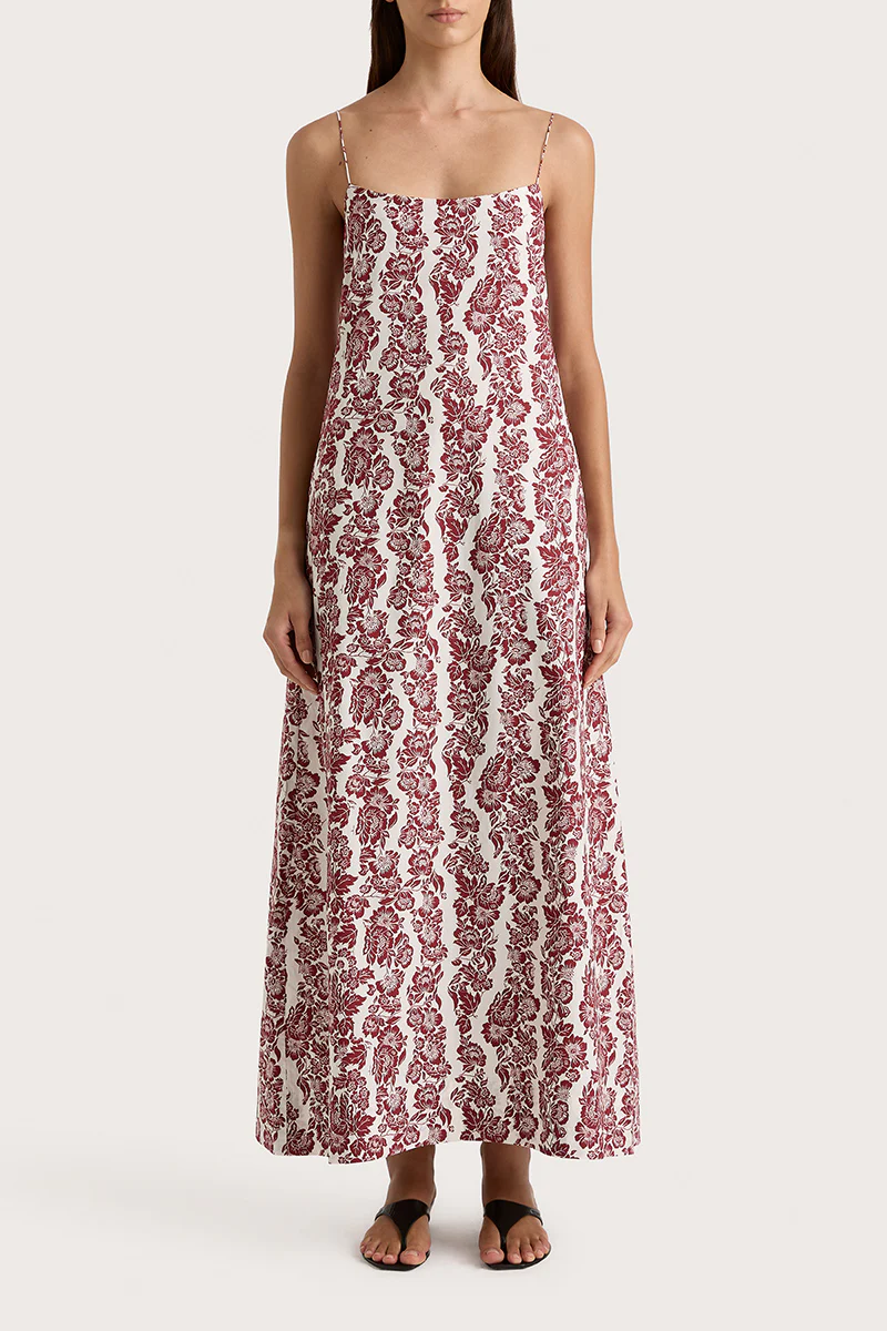 Alskar Maxi Dress Striped Floral Wine - Final Sale
