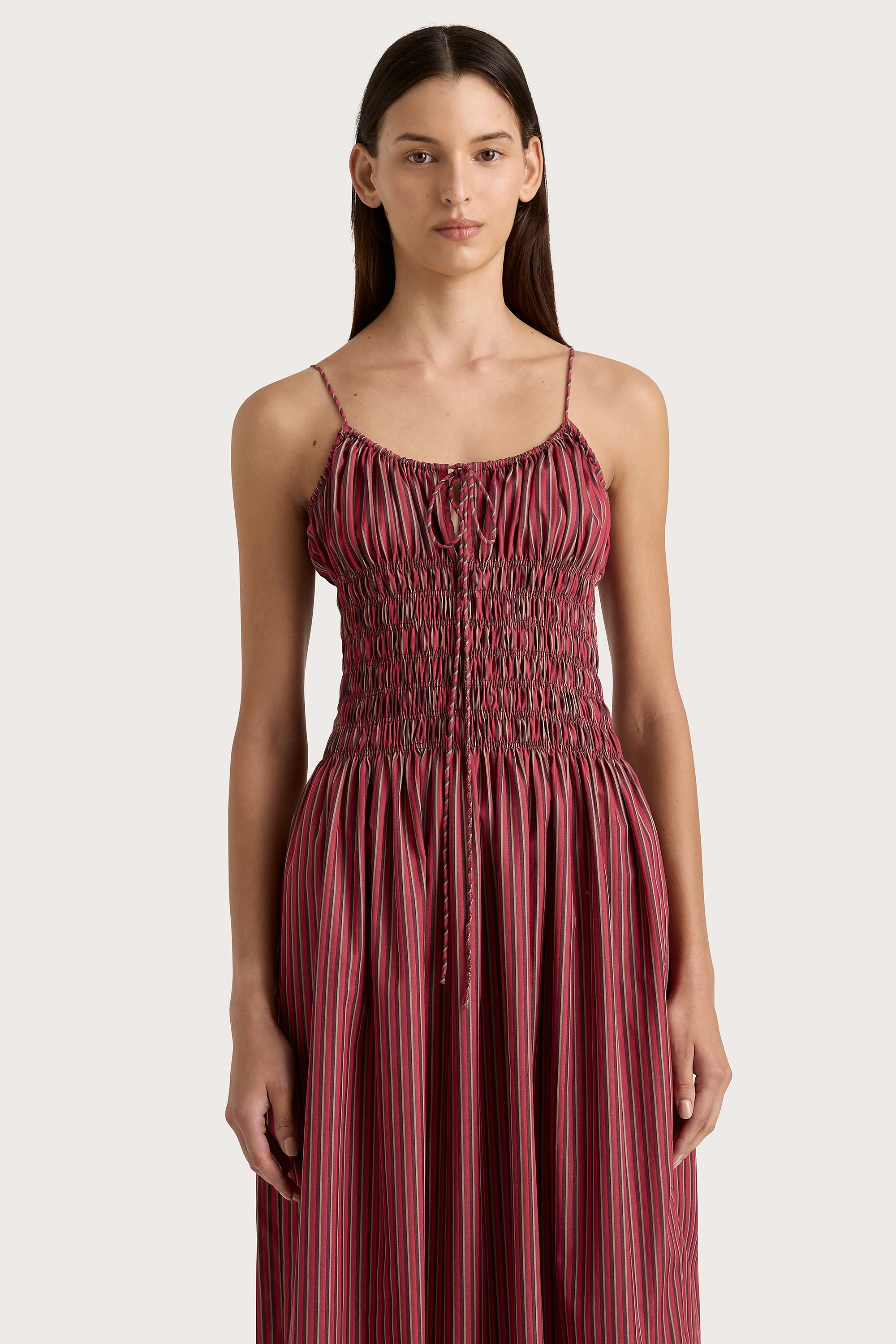 Aya String Maxi Dress Wine Stripe - Final Sale